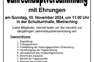 Jahreshauptversammlung am 10. November 2024